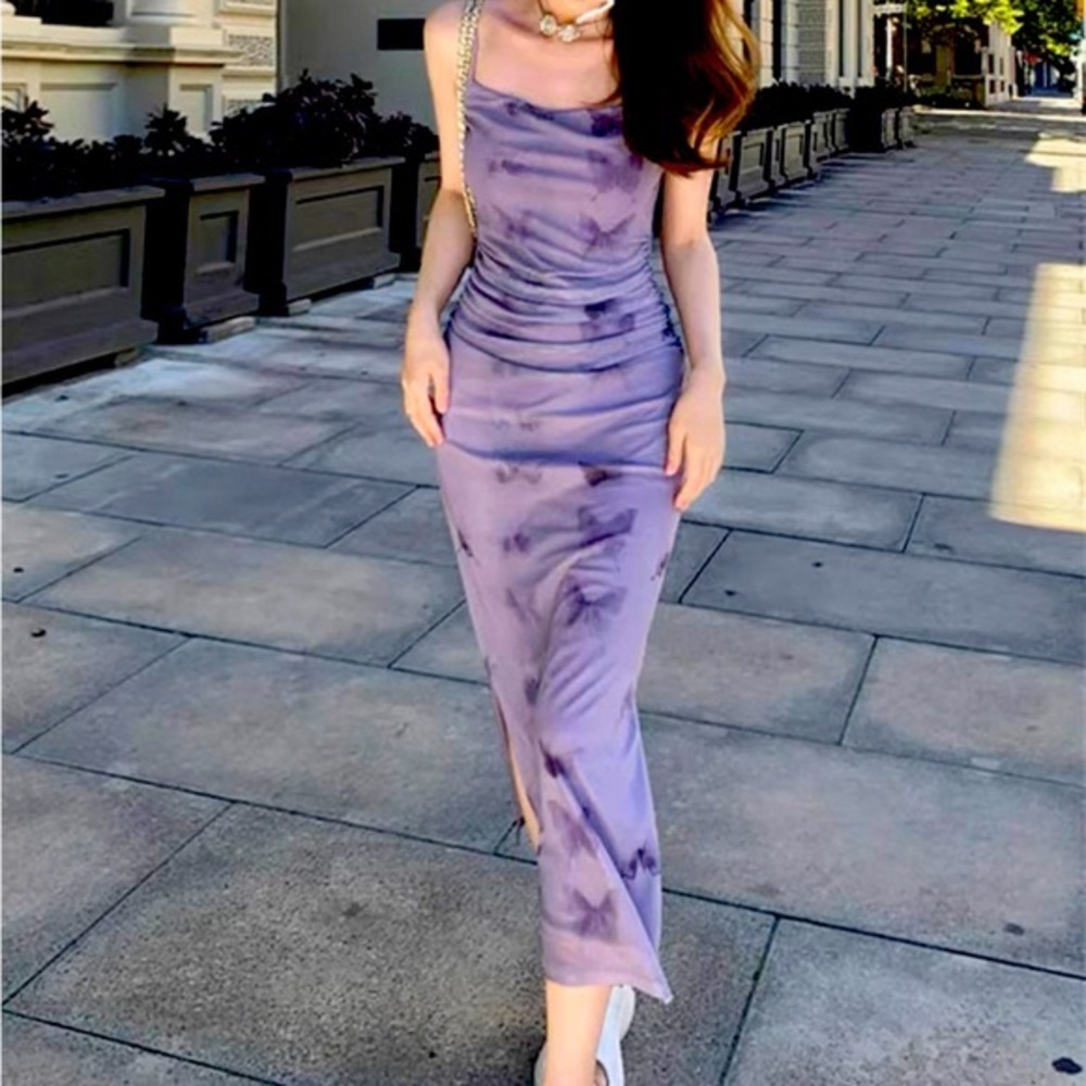 Mermaid Purple Spaghetti Straps Long Evening Prom Dresses (Sale by 9/30/2026)